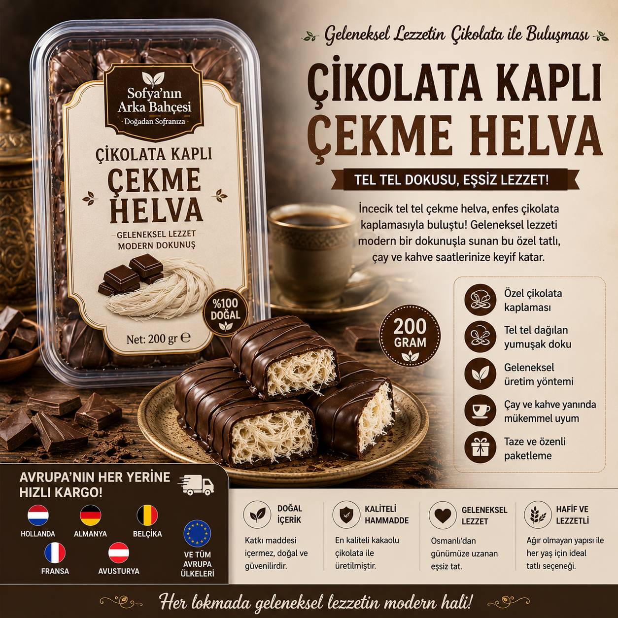 Çikolata Kaplı Çekme Helva 200gr