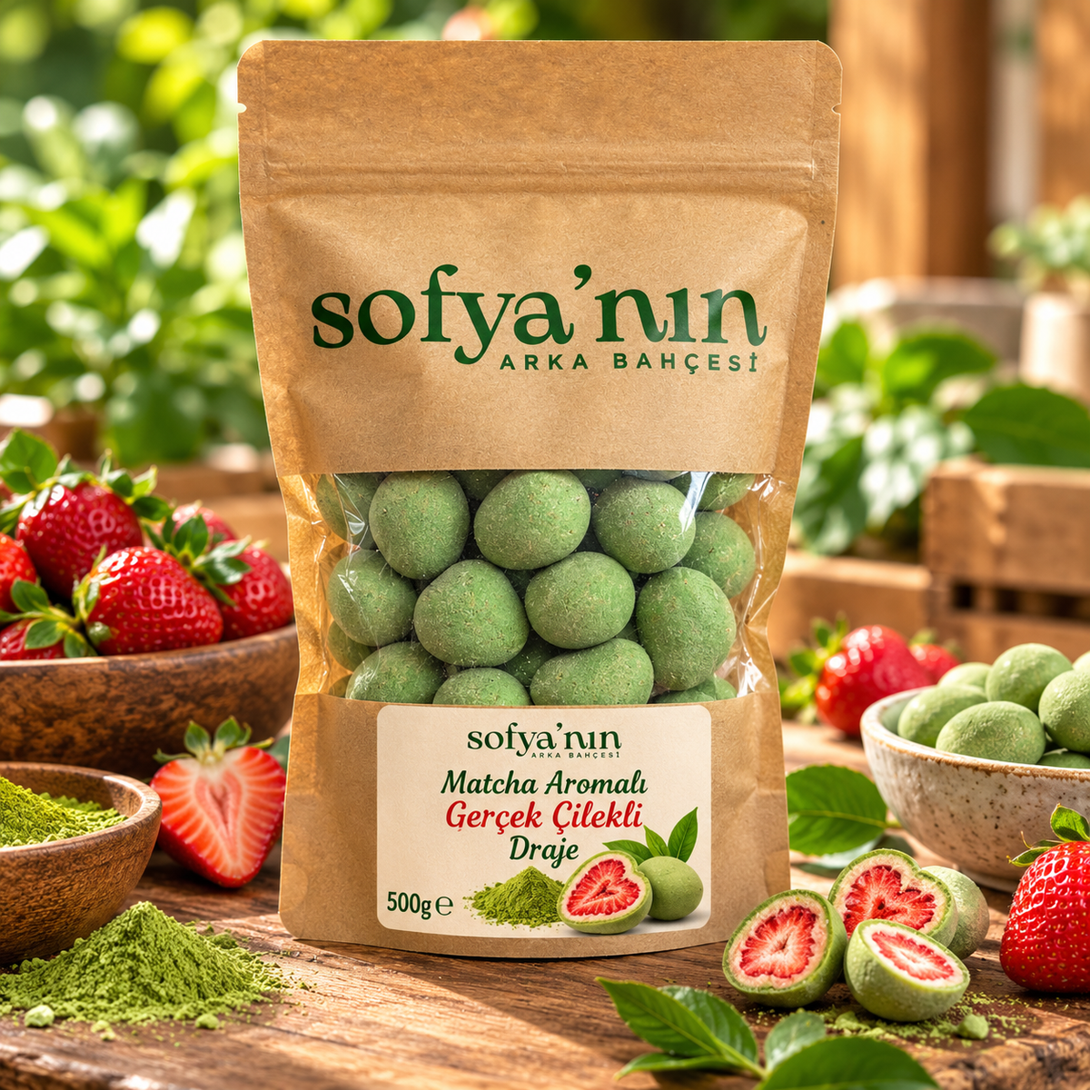 Confetti al gusto Matcha con fragole vere – 500 g