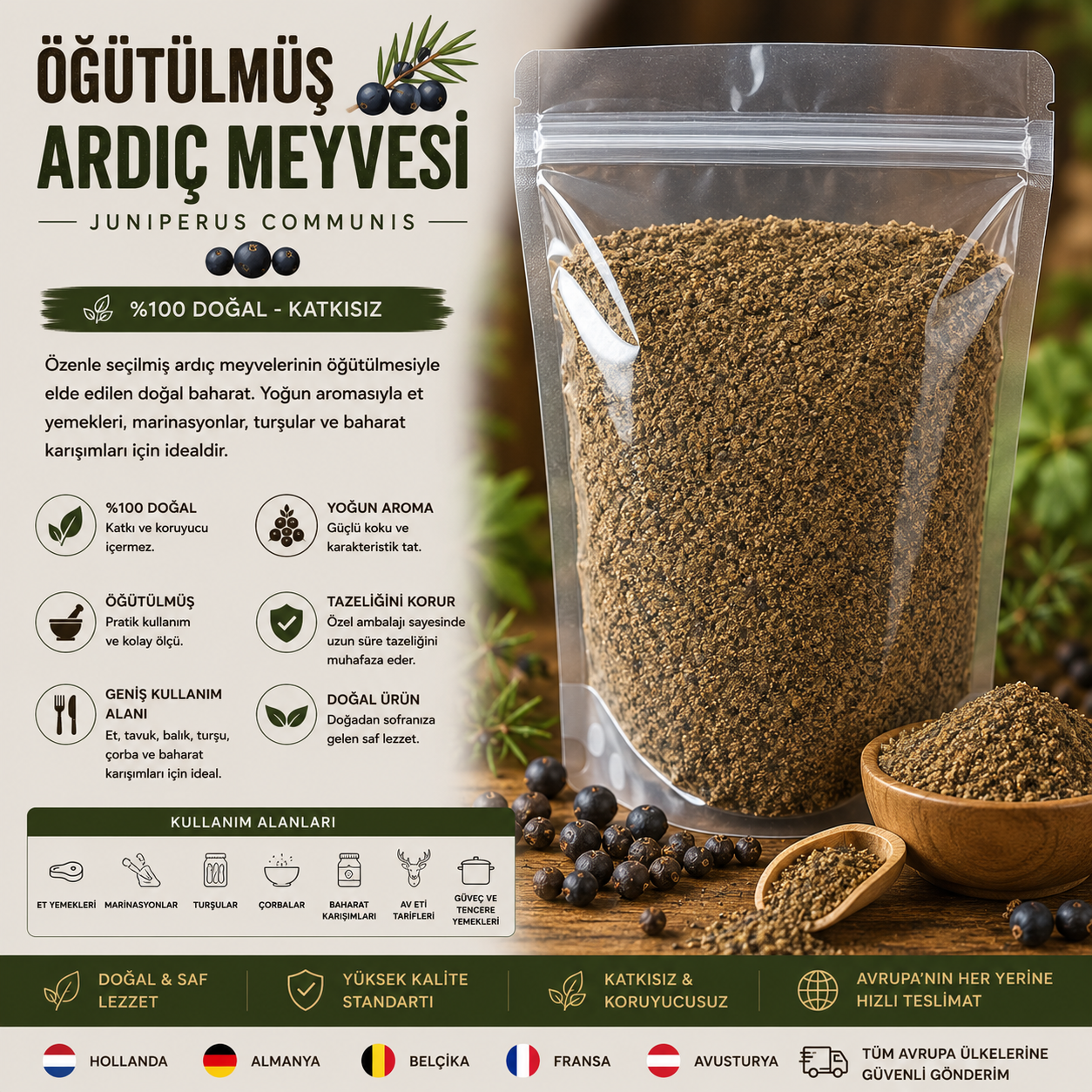 ÖĞÜTÜLMÜŞ ARDIÇ MEYVESİ 100 GR