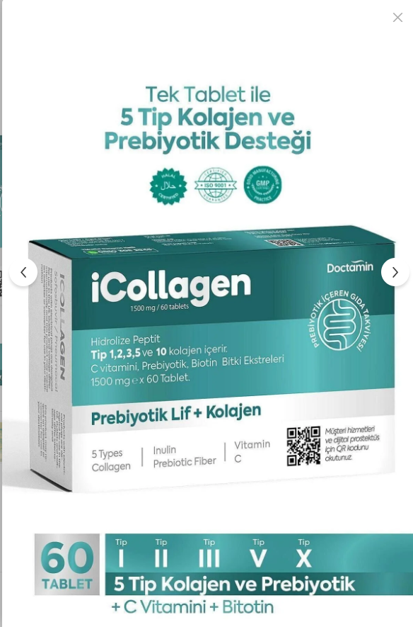 iCollagen – 5 Tip Kolajen ve Prebiyotik Desteği