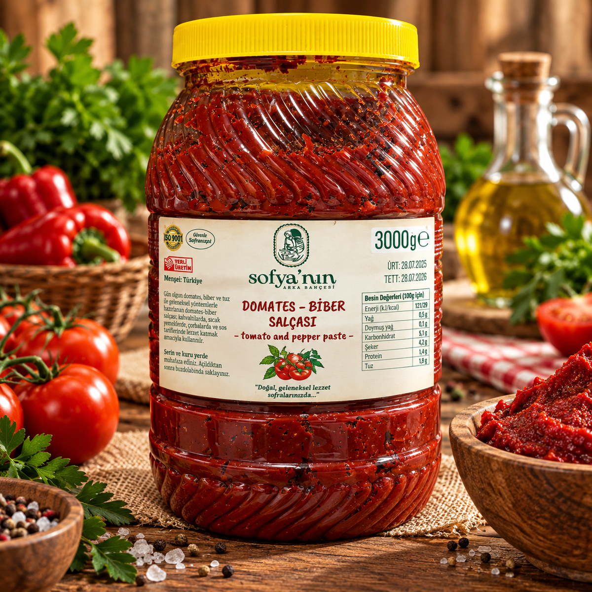 Ev Yapımı Karışık Biber & Domates Salçası – 3 kg -ATA TOHUM-