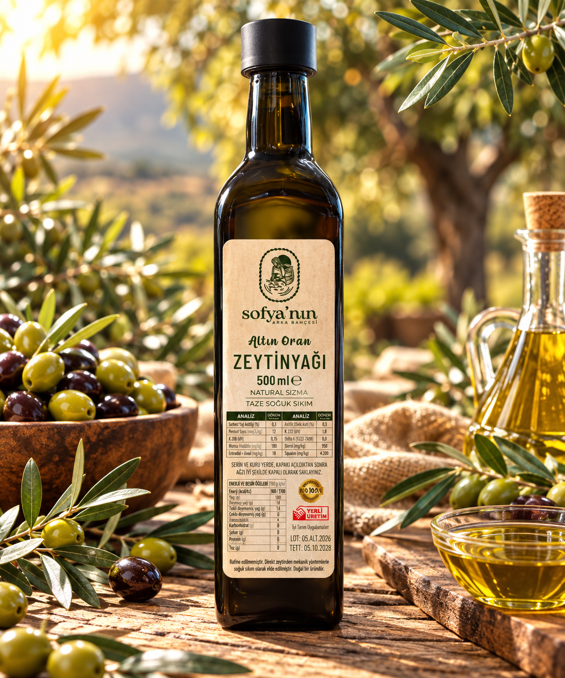 Olio d'Oliva Estratto a Freddo - Raccolta Matura - Proporzione Aurea - 500 ml (Hatay)