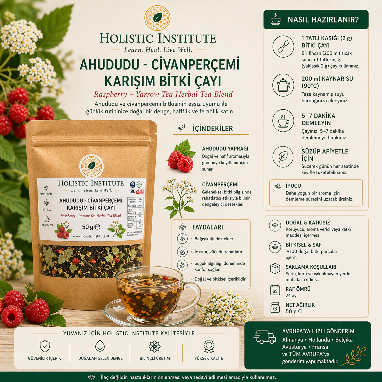 Ahududu – Civanperçemi Bitki Çayı ( Dengeleyici & Hafifletici )