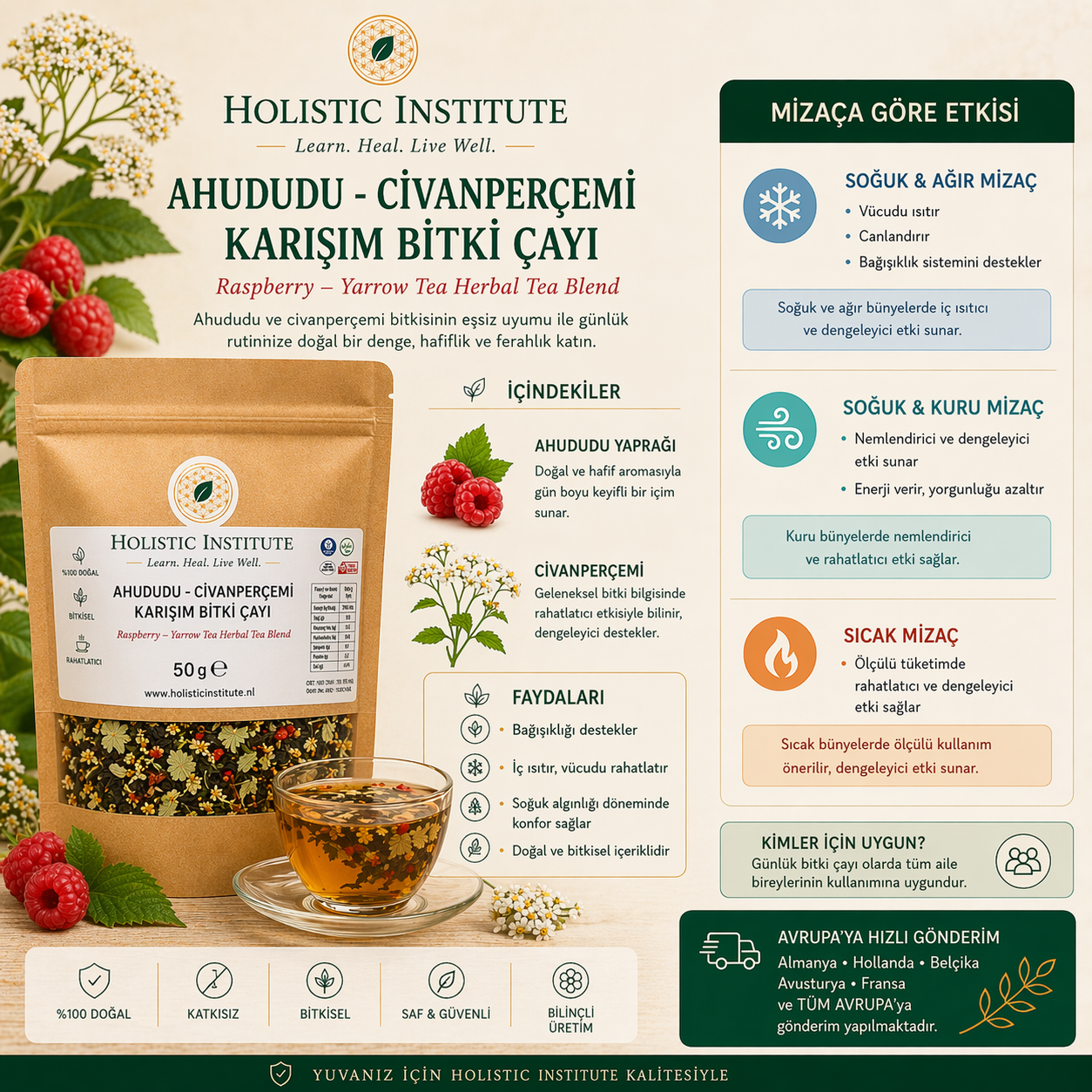 Ahududu – Civanperçemi Bitki Çayı ( Dengeleyici & Hafifletici )