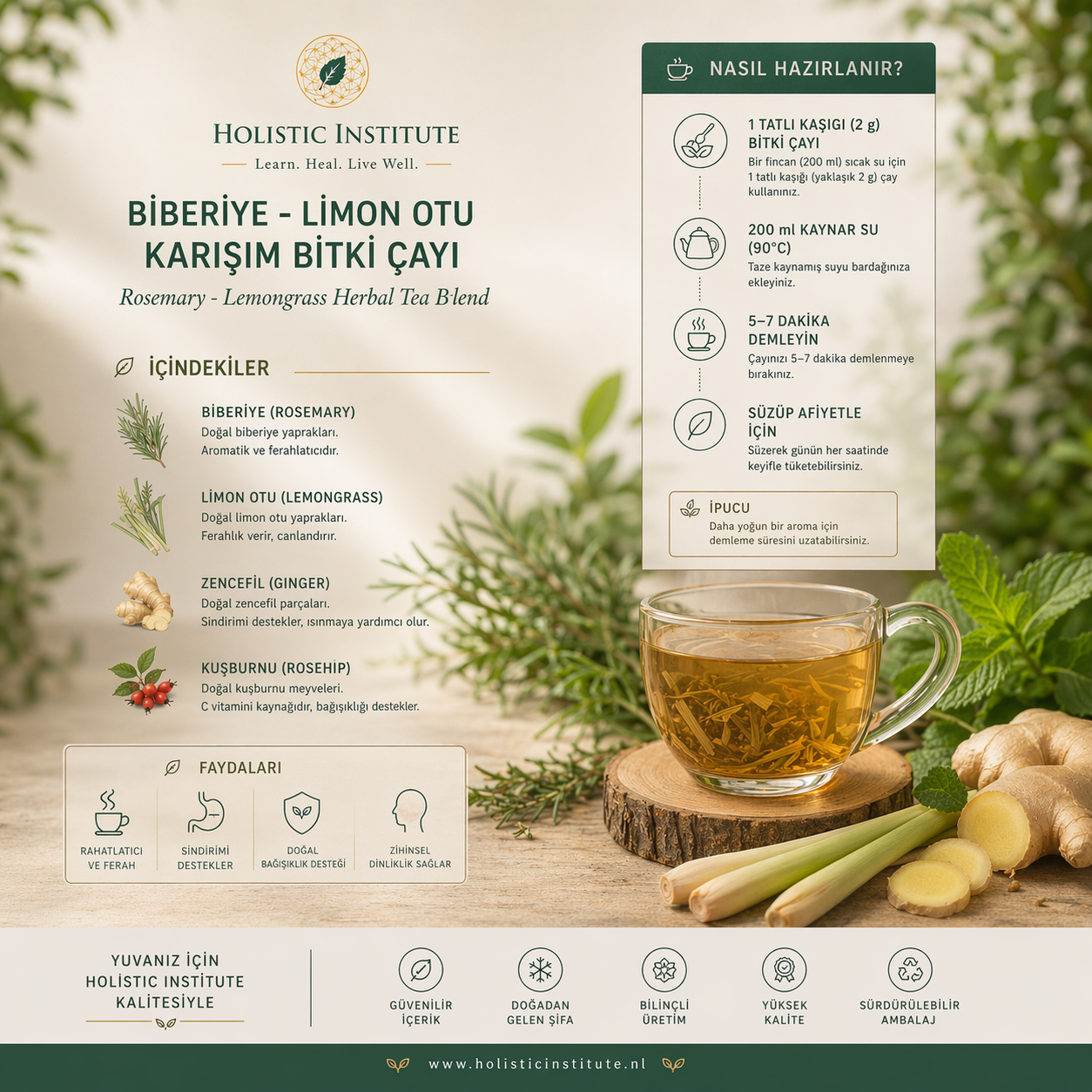 Biberiye – Limon Otu Karışım Bitki Çayı - (Zihin Açıcı - Dengeleyici)