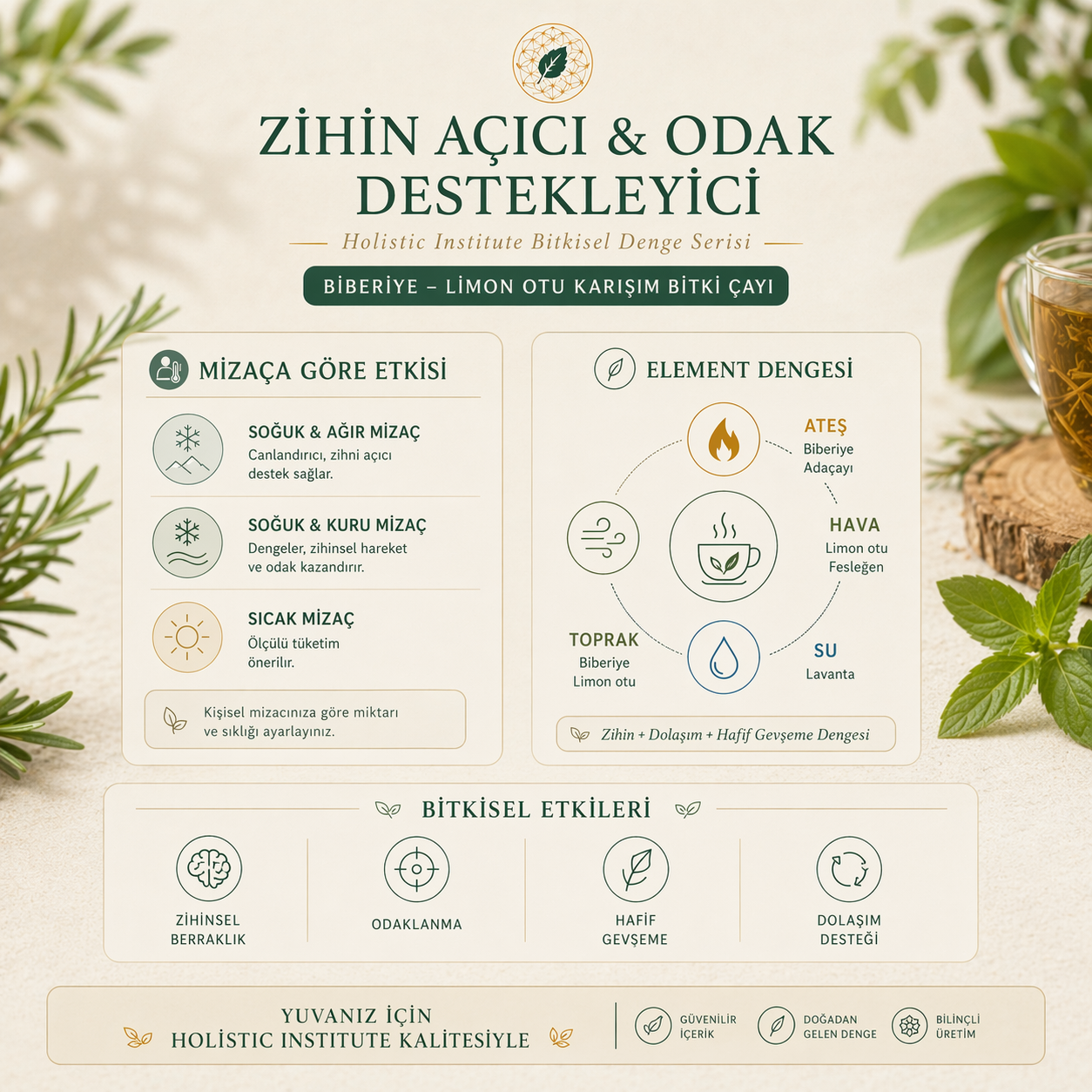 Biberiye – Limon Otu Karışım Bitki Çayı - (Zihin Açıcı - Dengeleyici)