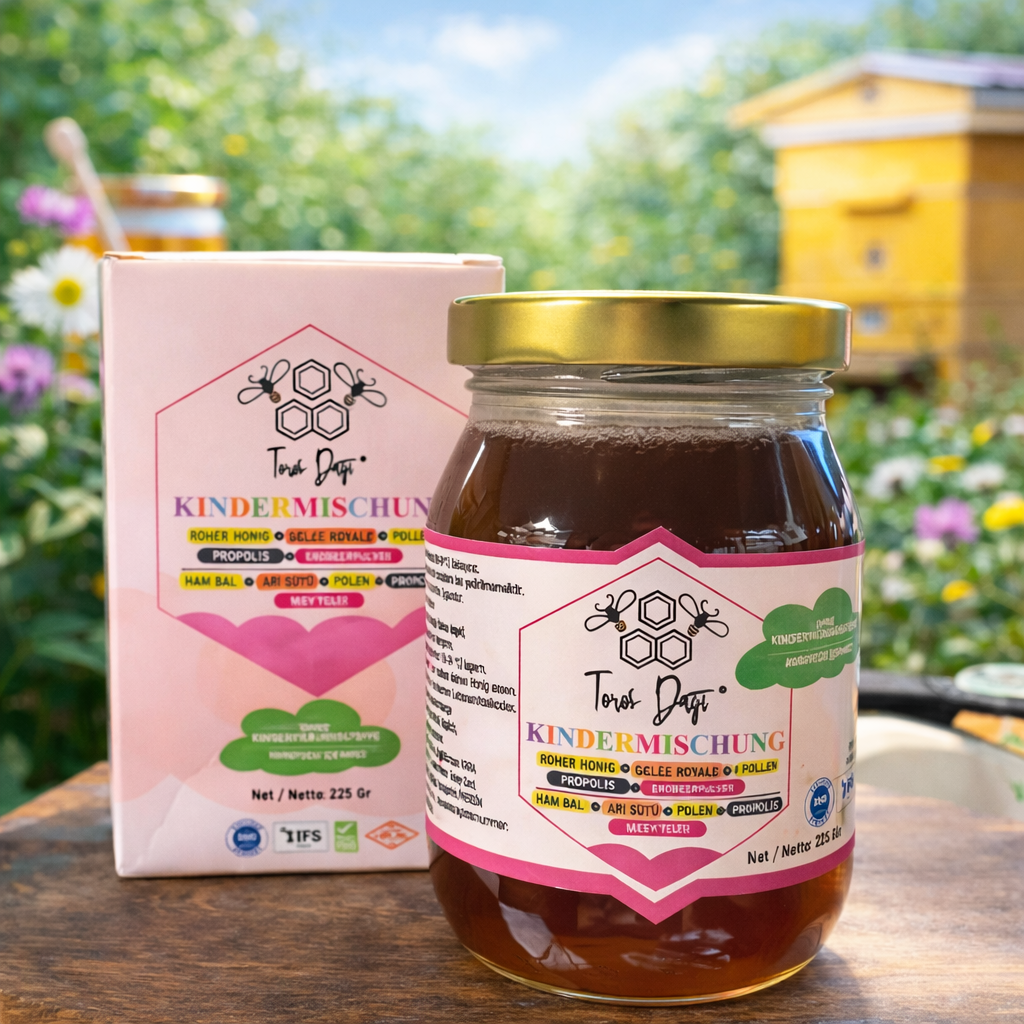 Çocuklar İçin Arı Sütü + Bal + Polen + Propolis Karışımı (Kindermischung) -225 gr