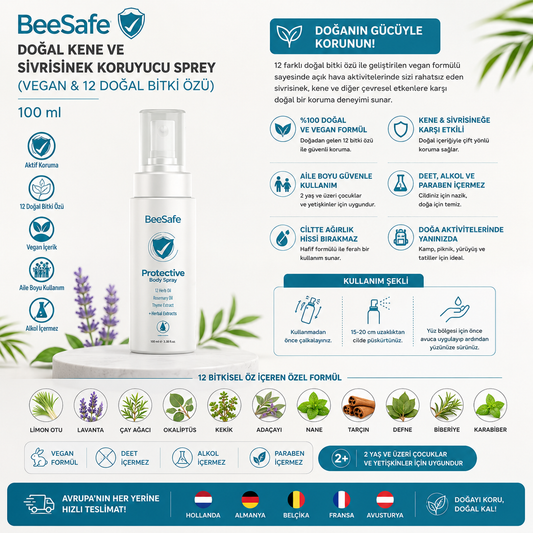 BEESAFE DOĞAL KENE & SİVRİSİNEK KORUYUCU SPREY 100ML