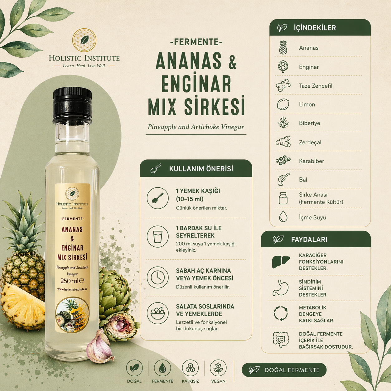 Ananas - Enginar Mix Sirke (Karaciğer ve Sindirim Desteği)