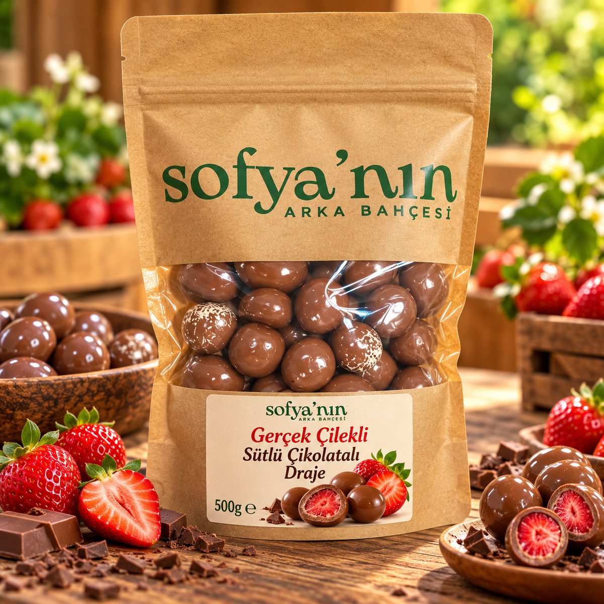 Confetti di cioccolato al latte con fragole vere – 500 g