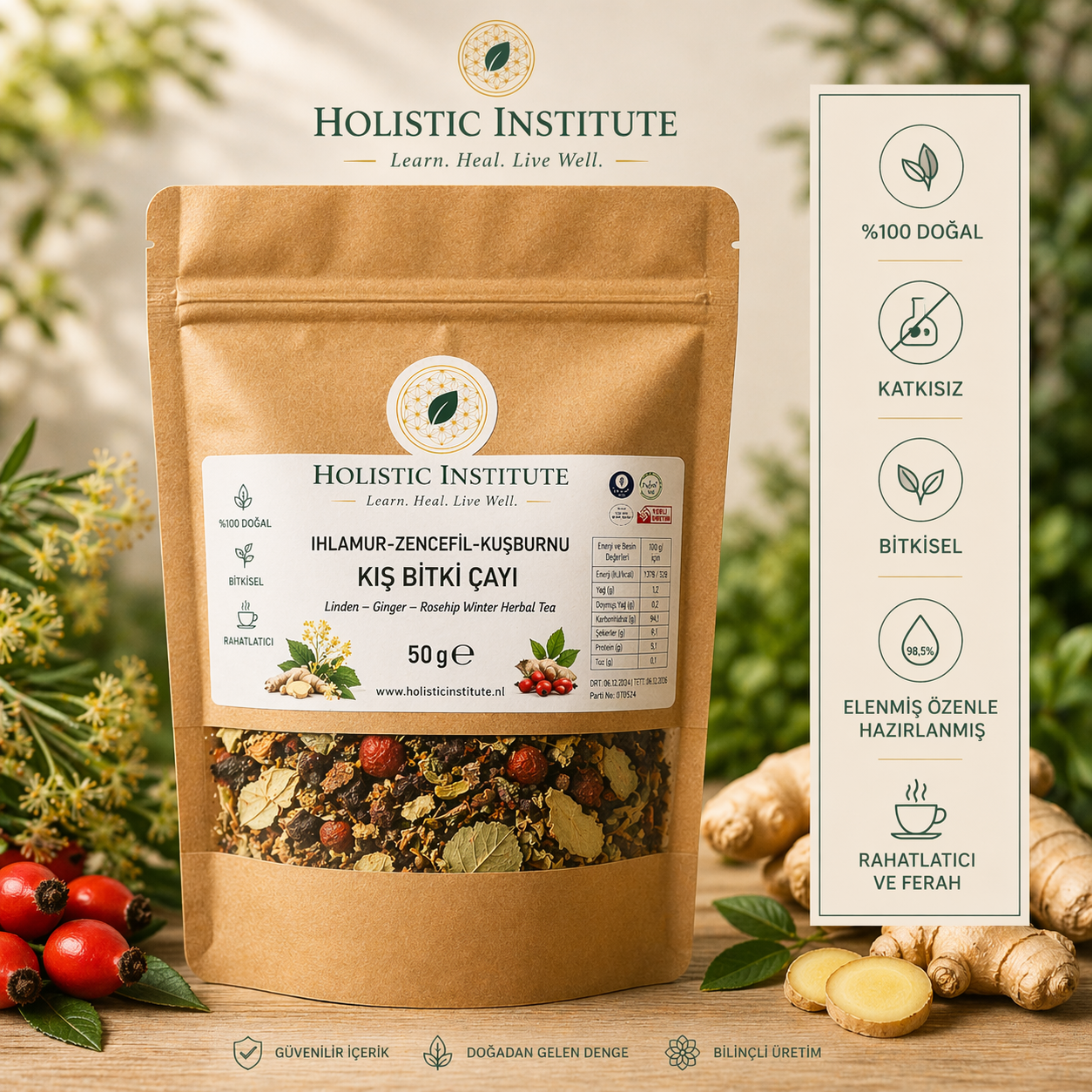 Ihlamur – Zencefil – Kuşburnu Bitki Çayı - (Isıtıcı - Bağışıklık Destekleyici)
