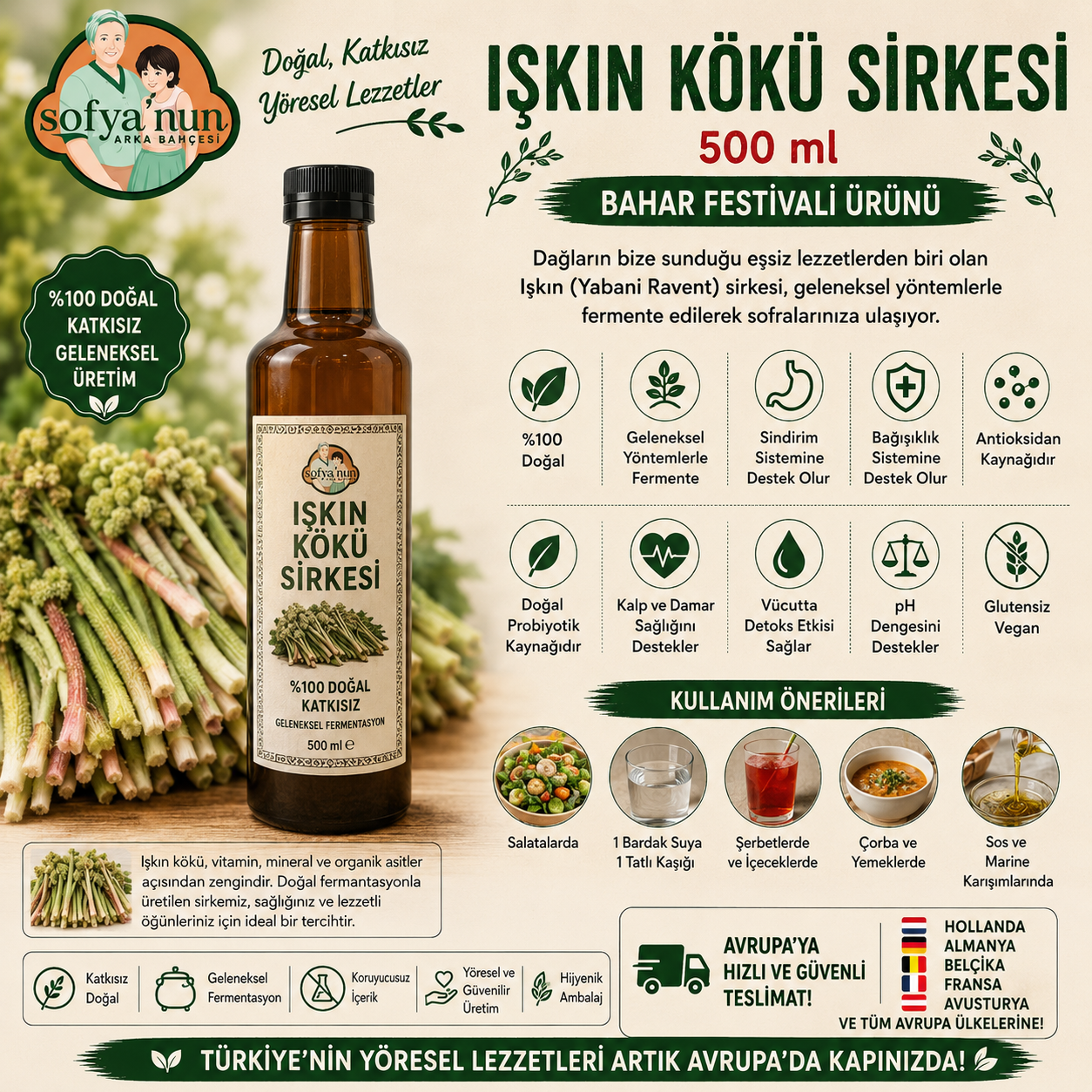 Işkın Kökü Sirkesi - 500 ml - Bahar Festivali Ürünü