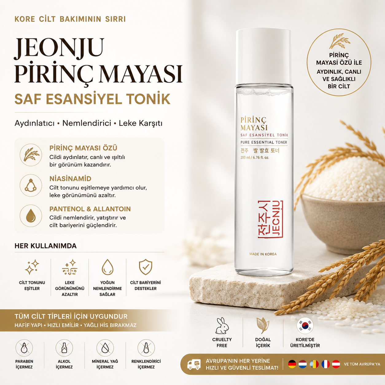 Jeonju Pirinç Mayası Saf Esansiyel Tonik