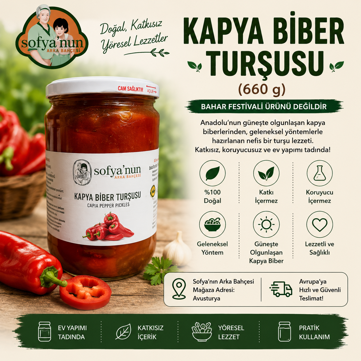 Kapya Biber Turşusu – 660 g - Bahar Festivali Ürünü