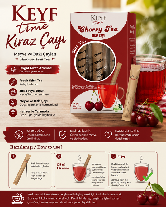 Keyf Time Kiraz Çayı – 20 Adet Stick Tea