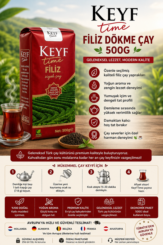 Keyf Time Filiz Dökme Siyah Çay – 500G