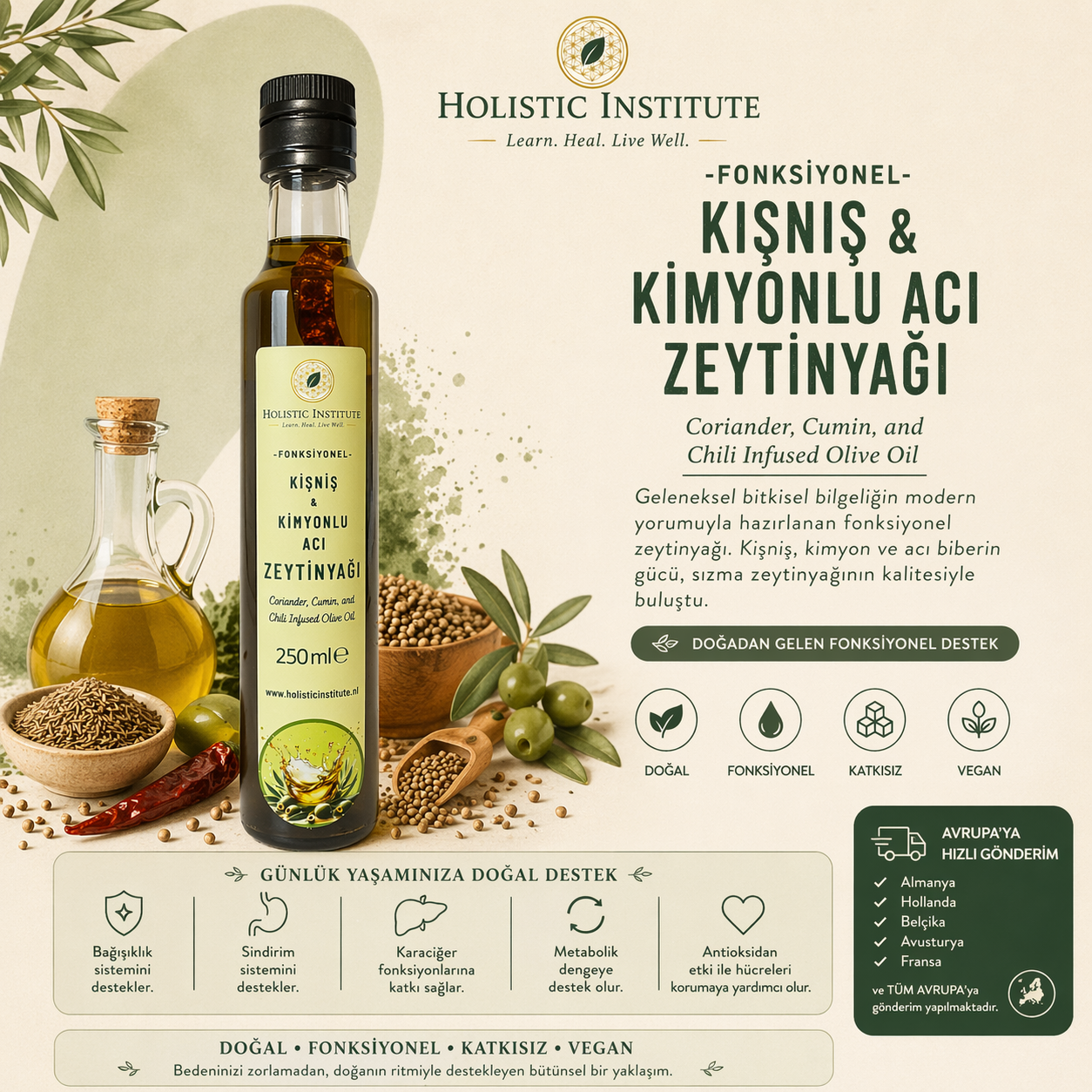 Kişniş ve Kimyonlu Acı Zeytinyağı