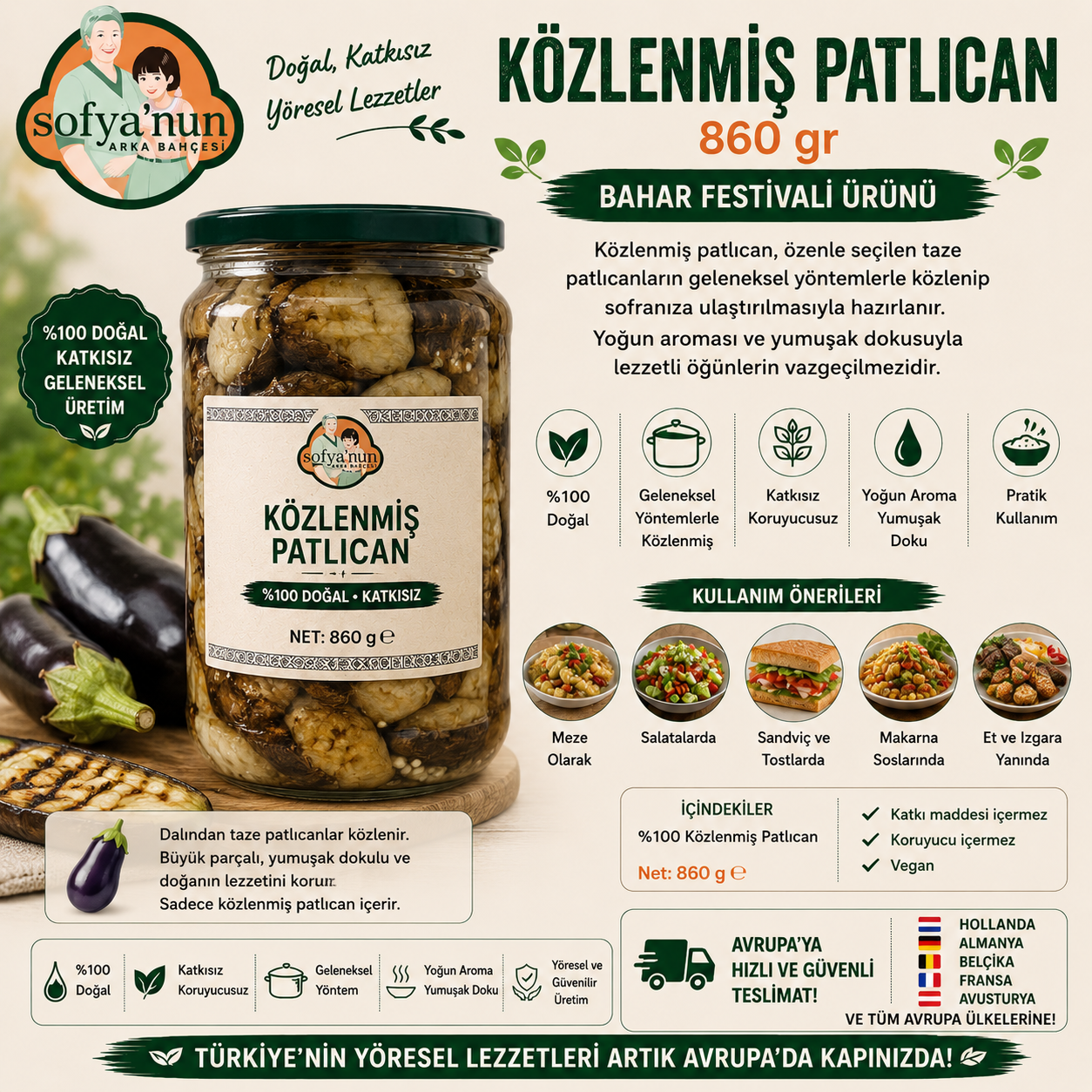 Közlenmiş Patlıcan 860 gr - Bahar Festivali Ürünü