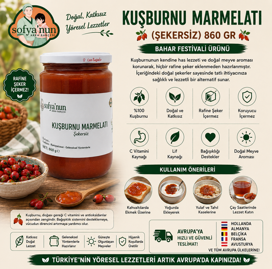 Kuşburnu Marmelatı 860 gr (Şekersiz)  - Bahar Festivali Ürünü