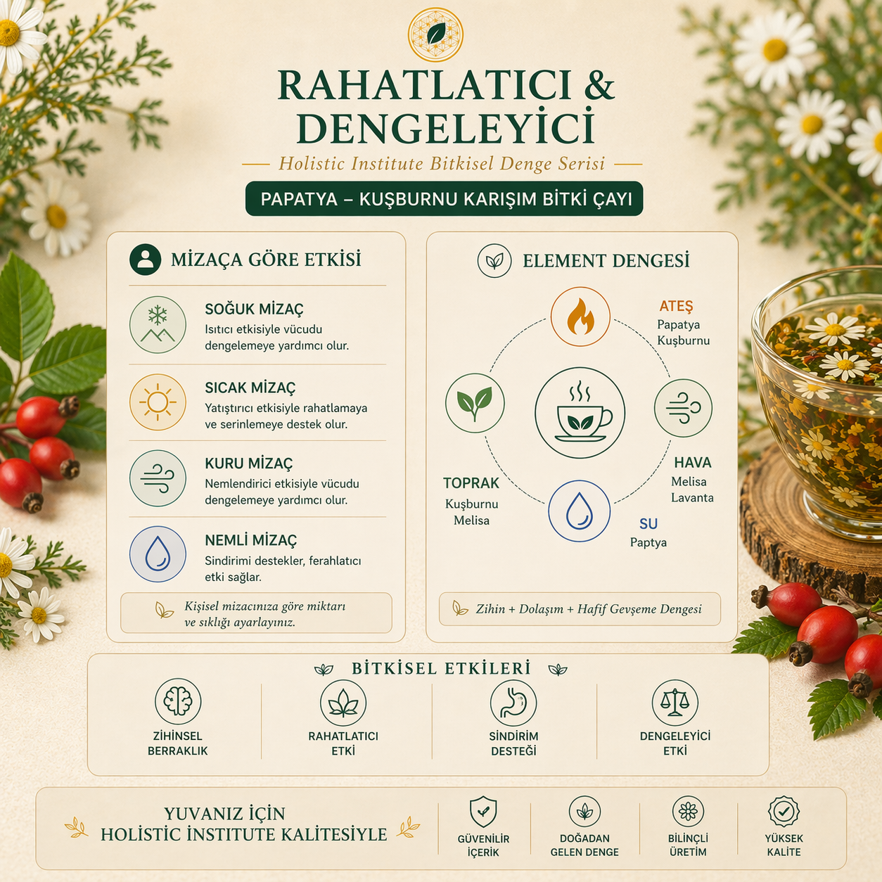 Papatya – Kuşburnu Bitki Çayı (Rahatlatıcı & Dengeleyici)