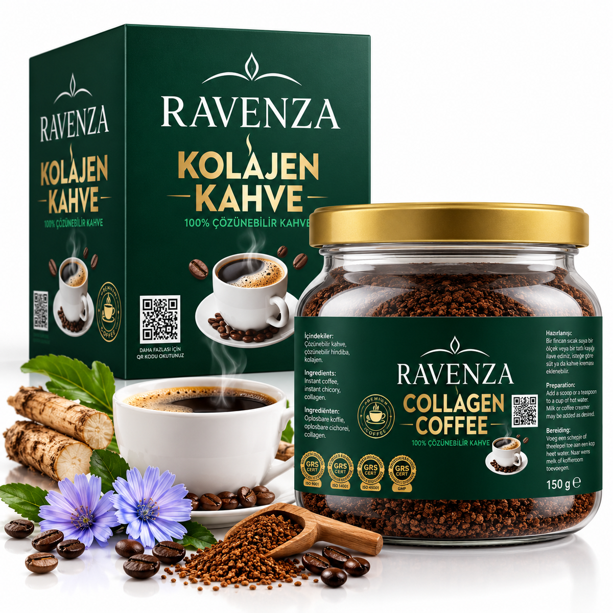 Ravenza Hindiba ve Kolajenli Hazır Kahve – 150 g