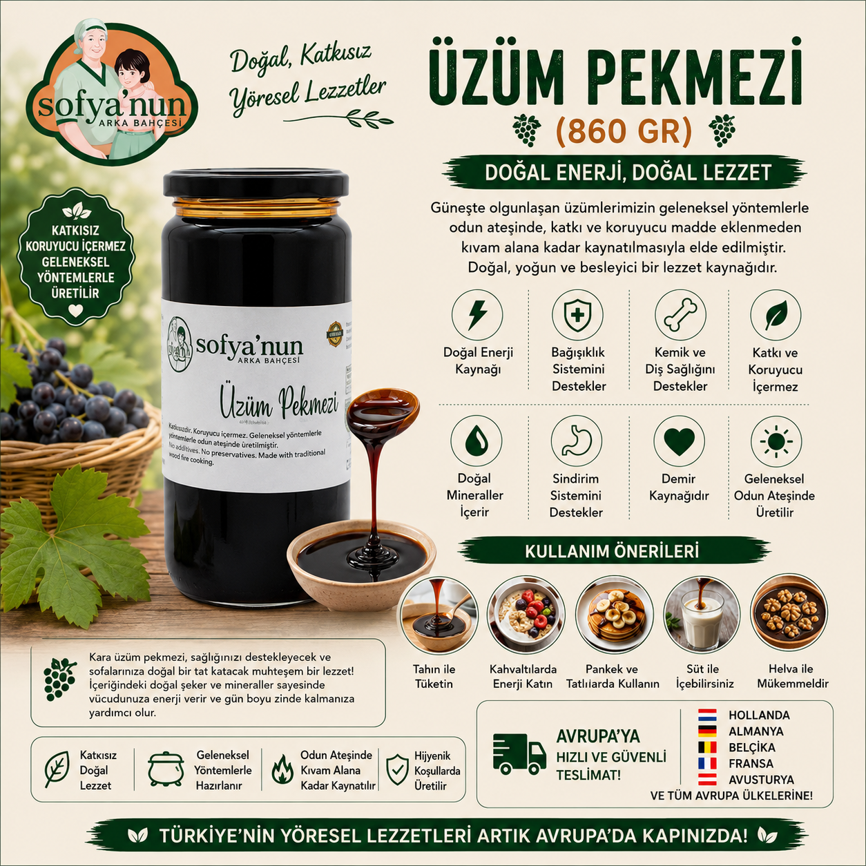 Zwarte Druivenmelasse 800 gr