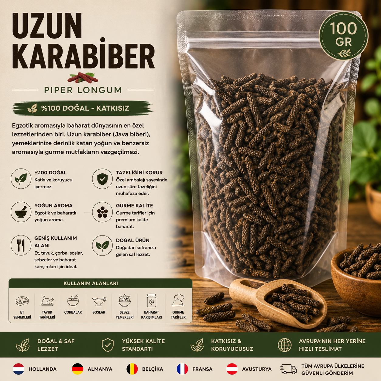 UZUN KARABİBER (JAVA BİBERİ) 100 GR