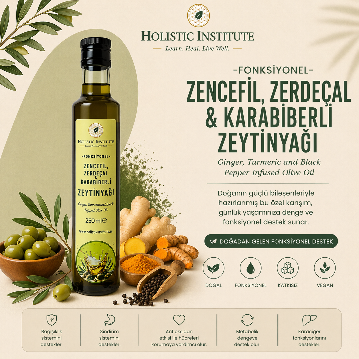 Zencefil, Zerdeçal ve Karabiberli Zeytinyağı