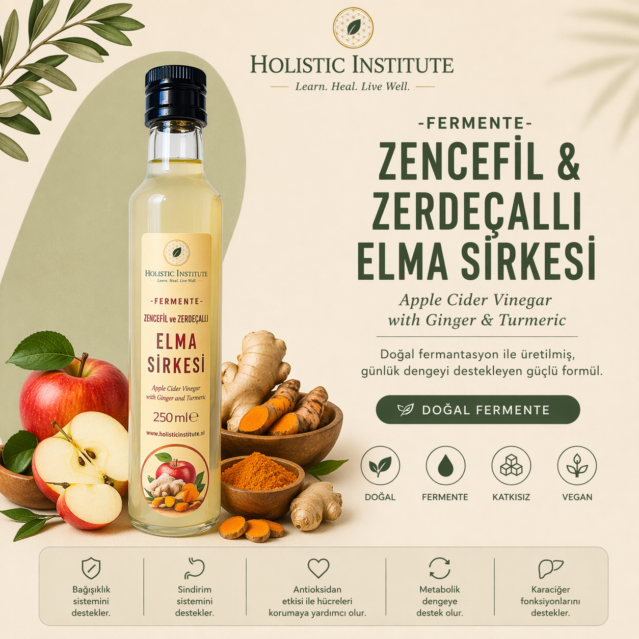 Zencefil ve Zerdeçallı Elma Sirkesi