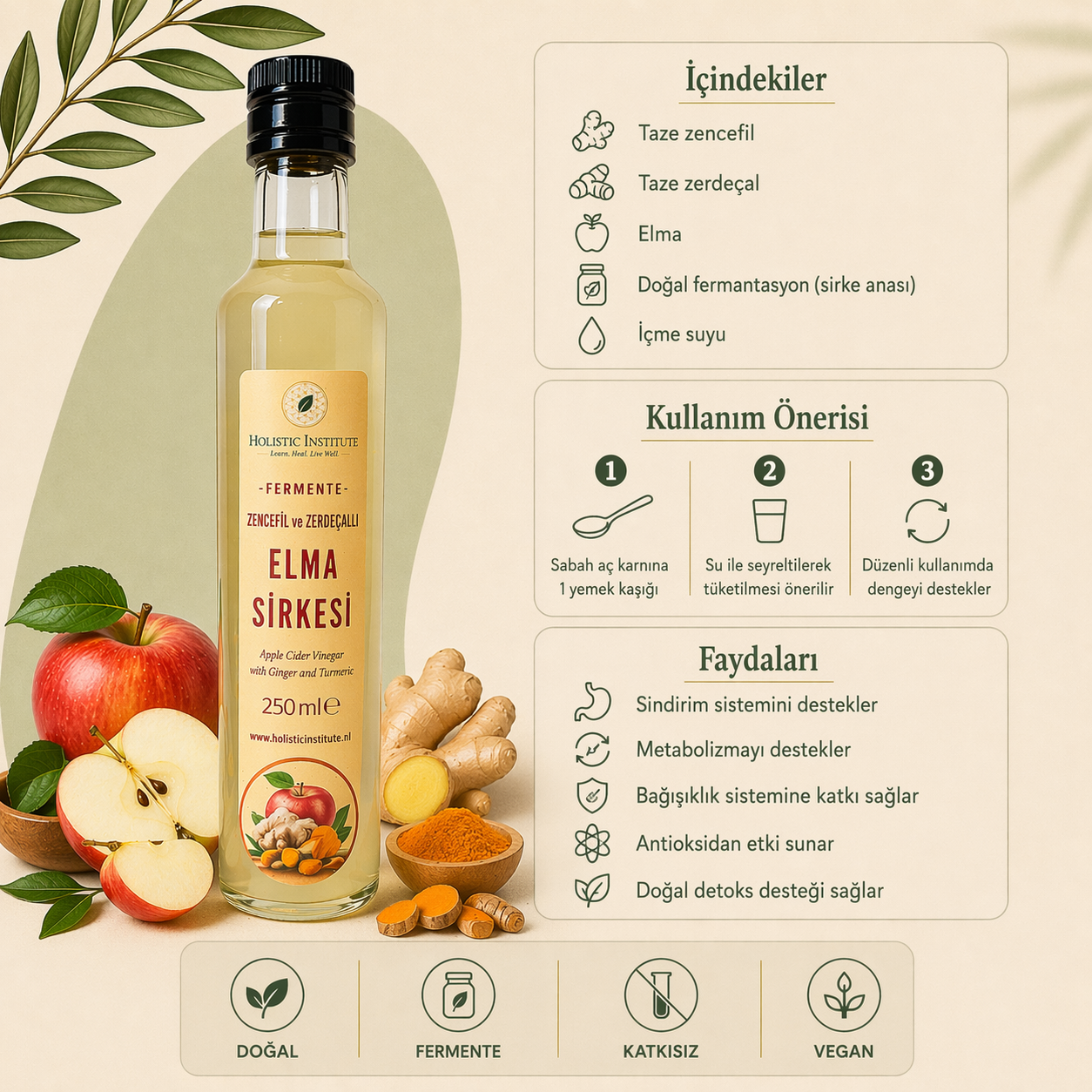 Zencefil ve Zerdeçallı Elma Sirkesi