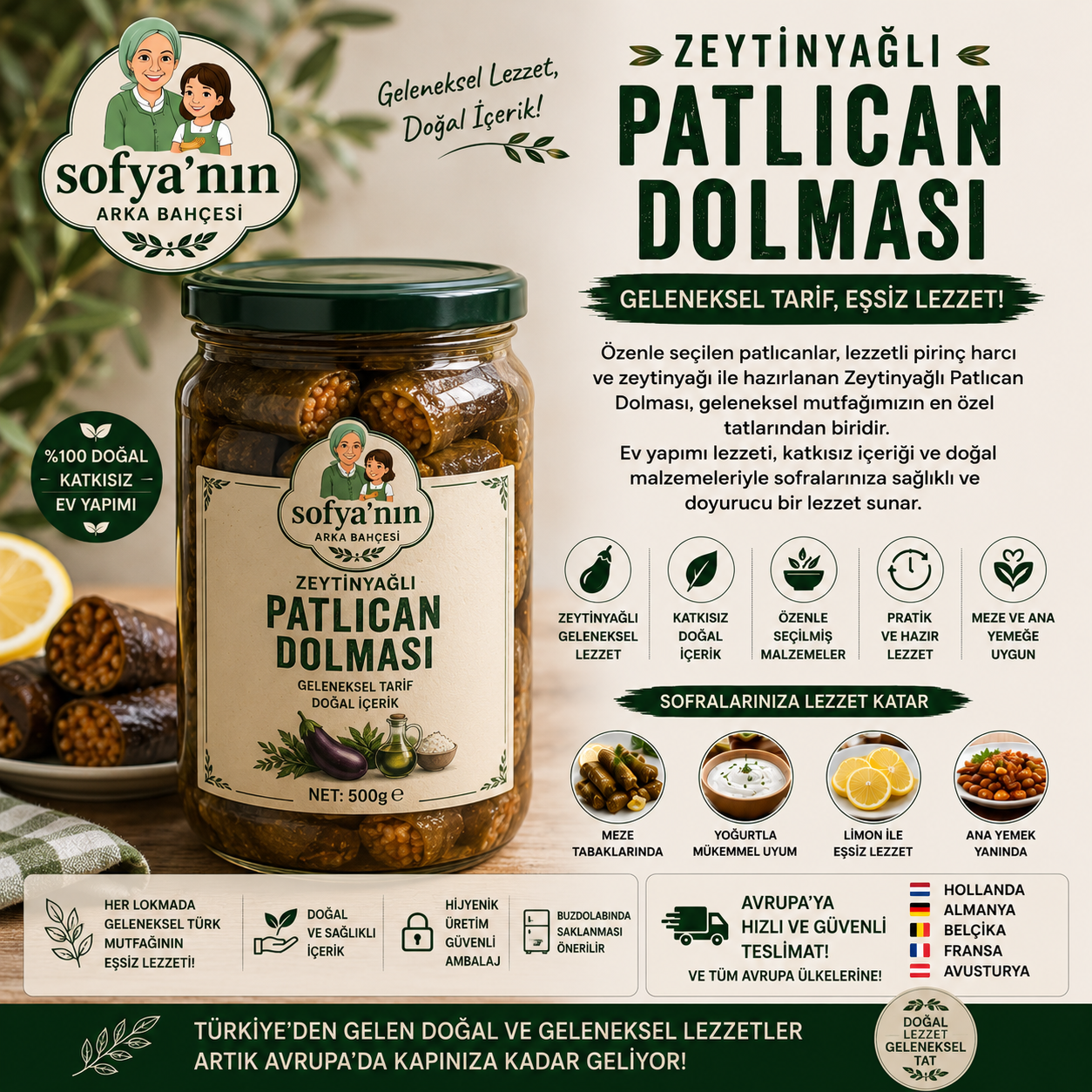 Zeytinyağlı Patlıcan Dolması - 500g