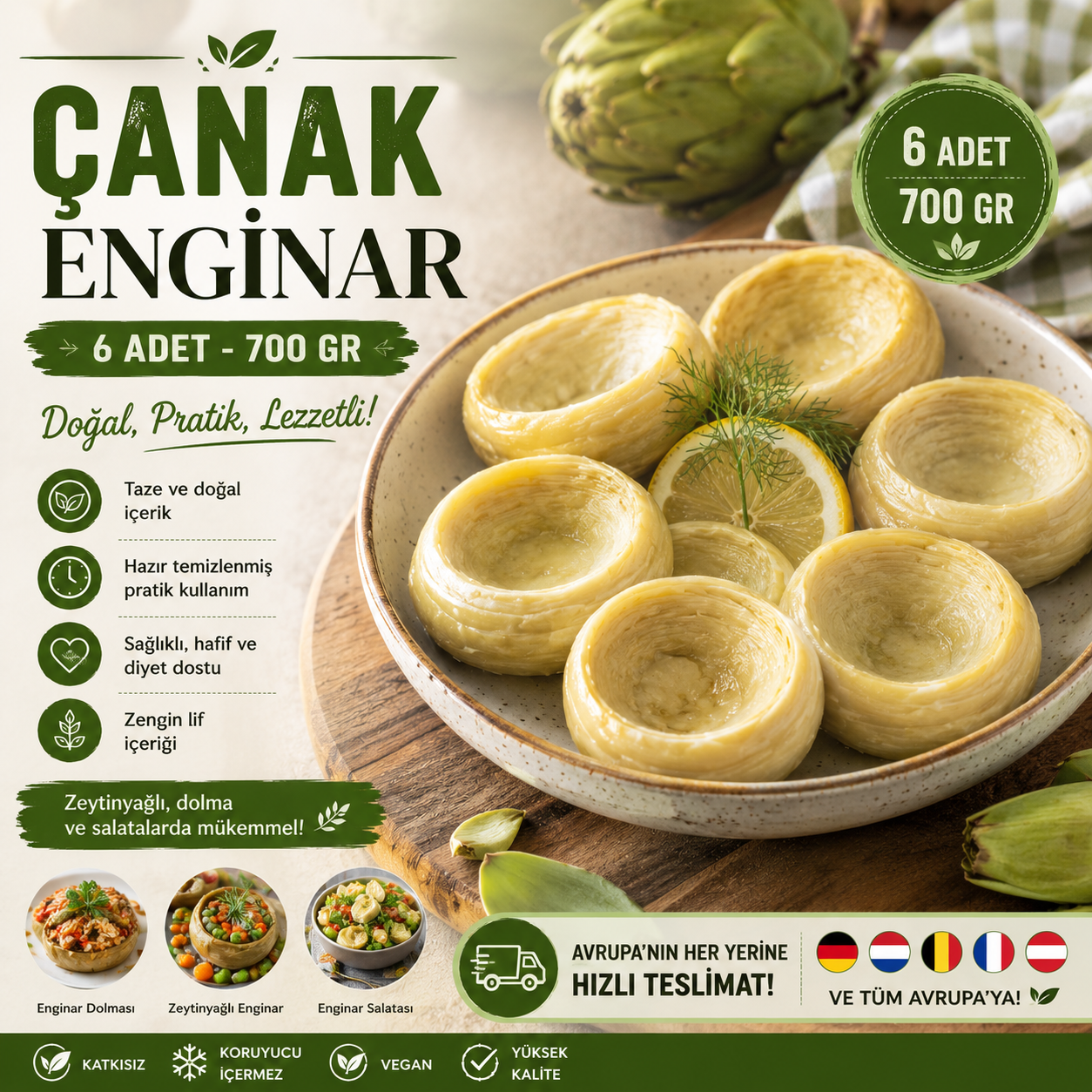 Çanak Enginar - (6 adet - 700 gr)