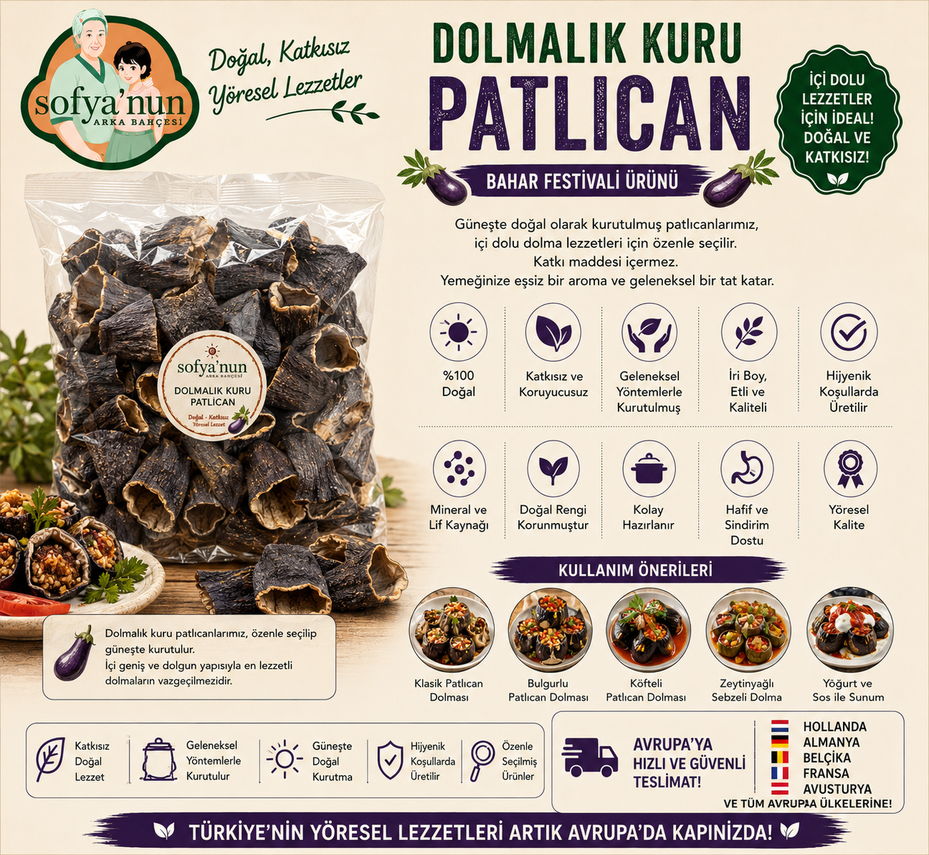 Gevulde gedroogde aubergine