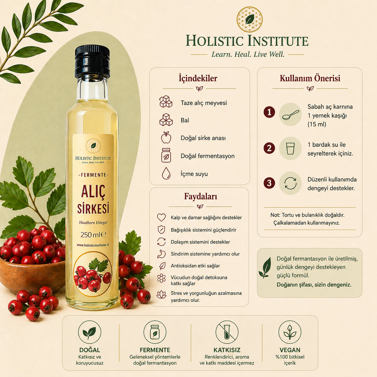 Alıç Sirkesi (Fermente) Kalp ve Denge Desteği
