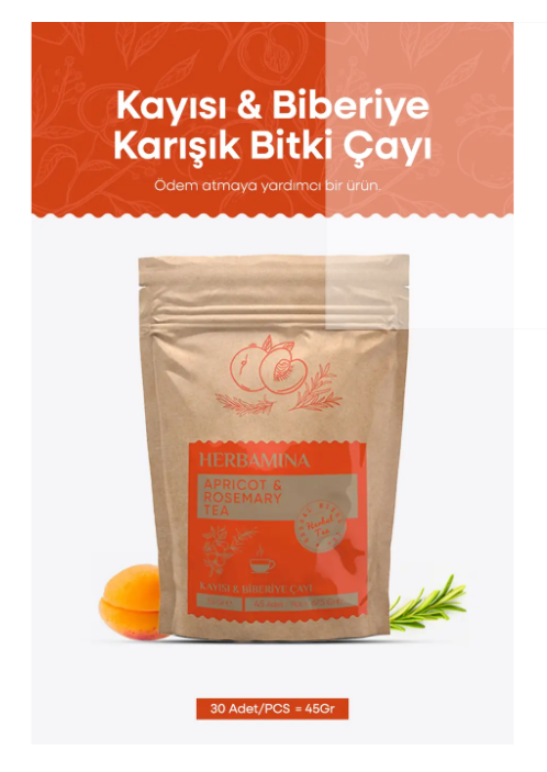 Herbamina Kayısı & Biberiye Karışık Bitki Çayı (30 saşe)