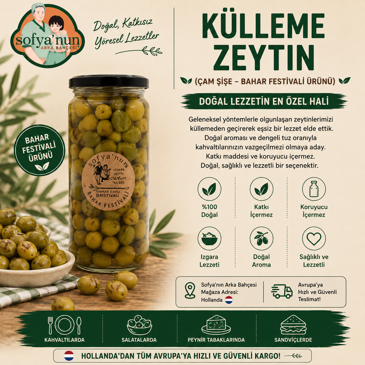 Külleme Zeytin - 1 kg - Cam Şişe - KAMPANYA