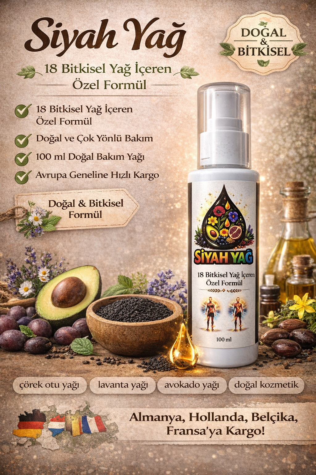 Siyah Yağ – 18 Bitkisel Yağ İçeren Özel Formül (100 ml)