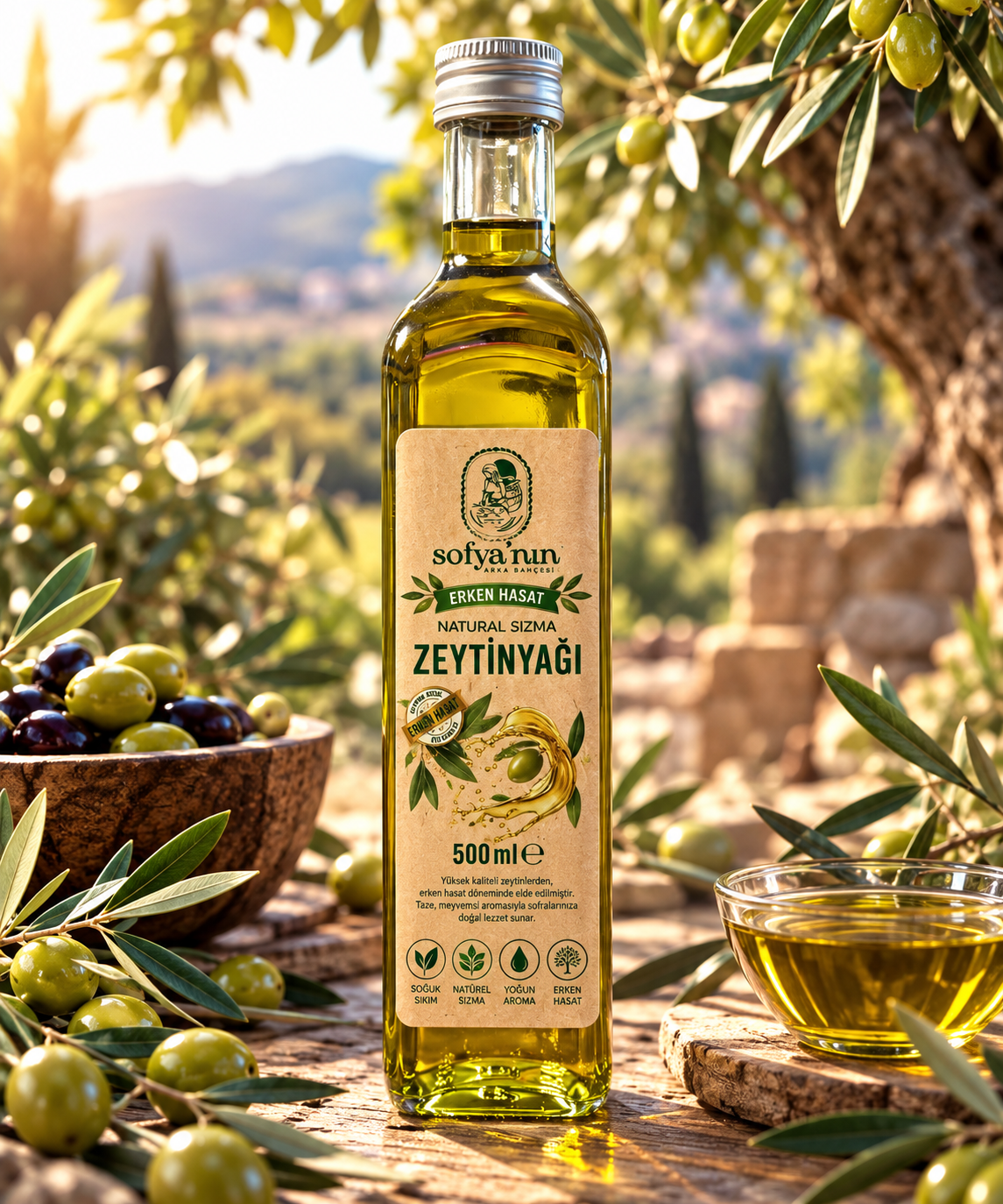 Olio Extra Vergine di Oliva Estratto a Freddo da Raccolta Precoce - 500 ml (Hatay)